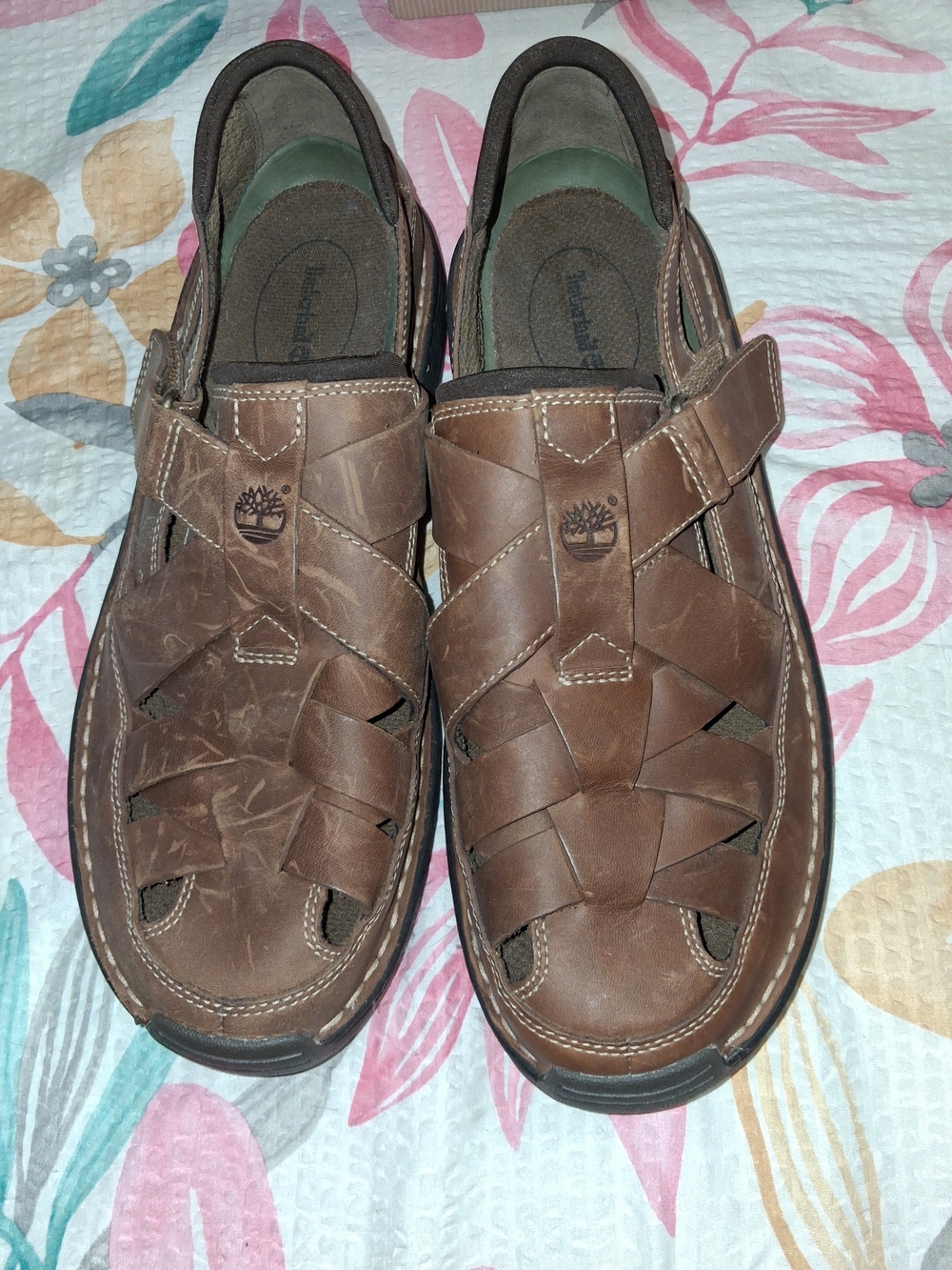 Timberland Brown Leather Men’s Closed-Toe Fisherman Sandals